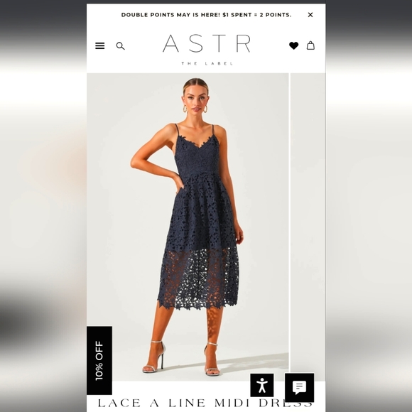ASTR the label A line lace midi dress size M - Picture 1 of 7